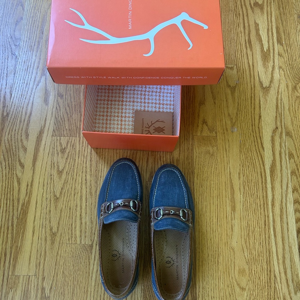 Martin Dingman Blue Leather Slip-On Loafers